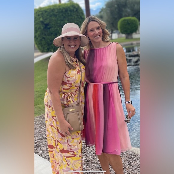 Boden Maria Ombre Chiffon Dress | Size 10. Pinks and Orange hues. - Picture 12 of 12